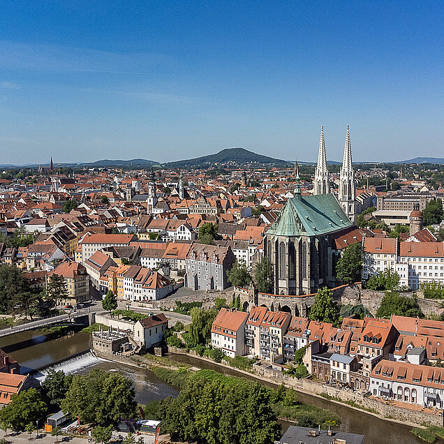 Luftaufnahme Görlitz wo sich das Büro der Architekten von AIP Görlitz befindet